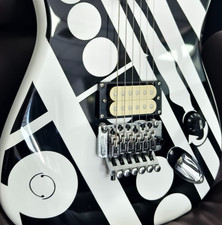 ST Electric Guitar Black White Stripes & Dots Maple Neck Floyd Rose Tremolo picture