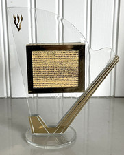 Vg Jewish Hebrew Mezuzah מְזוּזָה‎ Shin Klaf Musical Lucite Harp Israel Judaica picture