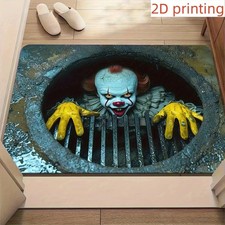 Halloween Door Mat Pennywise Clown – Red Hair Horror Welcome Rug Non-Slip picture
