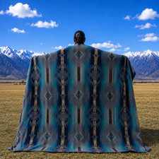 Handwoven Queen Alpaca Native American Blanket Southwest Geometric Boho Throw picture