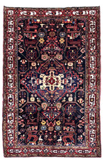 Vintage Nahavand Tribal Geometric Wool Rug 6x11 Navy Blue Hand Knotted Oriental picture