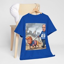 Anti Donald Trump Netanyahu Dog Walk Tee Political Satire T-Shirt Unisex Shirt  picture
