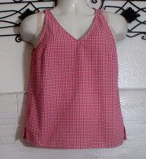 Kenar Women's Top Size M Sleeveless Pink Check V Neck picture