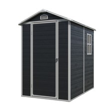 4 x 6 ft Outdoor Plastic Storage Shed Resin Shed with Floor & Air Vents for Yard picture