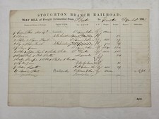 1863 antique STOUGHTON BRANCH RR WAY BILL FREIGHT RECEIPT boston ma to easton ma picture