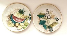 Vintage G. Mazzotti Albisola Hand-Painted Italian Fruit Plates Matching Pair picture