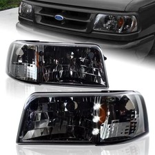 Chrome Smoke Lens LED Headlight for 1993-1997 Ford Ranger Amber Reflector picture