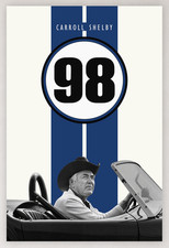 24X36 CARROLL SHELBY 98 COBRA WEMBELDON WHITE GUARDSMAN BLUE STRIPED POSTER picture