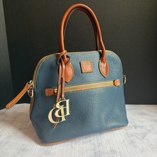 Dooney & Bourke Pebble Grain Domed Satchel 380063998 Purse Bag Blue picture