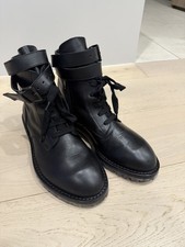 Ann Demeulemeester Men Black Leather Lace-Up Combat Ankle Boots EU 42 AU 8 picture