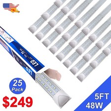 25 Pack LED Shop Light 5FT T8 48W Ceiling Fixture 6500K Led Tube Light V Shaped picture
