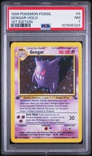 1999 Pokemon Fossil 1st Edition Gengar Rare Holo #5/62 PSA 7 picture