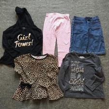 OshKosh Carters Garanimals Toddler Girl 3T Bundle 5pc Black Pink Denim Leopard picture