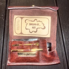 Vintage 5 Piece Snuff Kit Carry Case Travel Snort Sniff Tool NOS picture