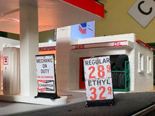 O Gauge (1:48 Scale)Vintage Gas Station Sign Set – By Cinder Shops picture
