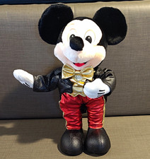 Disney Mickey Mouse Plush Toy Black Jacket Red Pants Gold Bow Tie picture