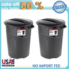 (2 pack) Hyper Tough 32 Gallon Heavy Duty Injection Molded Trash Can picture