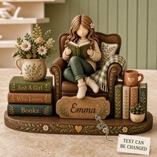 Personalized Wooden Plaque Custom Name Book Reader Gift for Home Decor picture