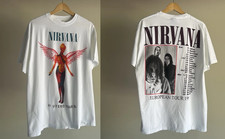 Vintage Nirvana In Utero 94’ European Tour Giant Tag White T Shirt S-5XL picture