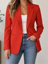 NWT Express Linen Structured Single Breasted Blazer Jacket Career Rust Red XS picture