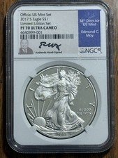 2017 S Silver Eagle NGC PF70UCAM LIMITED EDITION SET MOY SIGNED picture