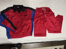 Vintage Set Nike Track Suit M 90s Nylon Windbreaker Blue Red and Red pants picture