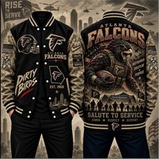 Atlanta Falcons Black 2026 Salute to Service Baseball Jacket picture