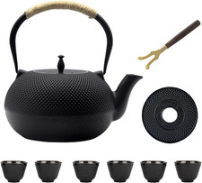 Elegant Japanese Cast Iron Teapot Set with Cups & Strainer - 1800ml picture
