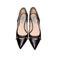 Pancaldi for Diane B. Black Leather Studded Pumps Heels   Size: 36.5 / US 6.5 picture