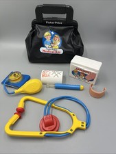 VTG 1987 Fisher Price Medical Kit Playset Doctor, Nurse Black Bag w/Accessories picture
