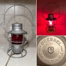 Vintage DRESSEL Arlington NJ Red Globe Railroad Lantern Hanging Lighting/Lamp picture