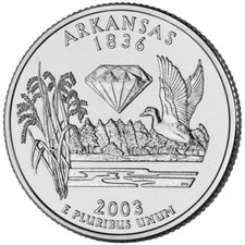 2003 P Arkansas State Quarter.  Uncirculated from US Mint Roll picture