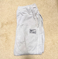 Nike x Stussy Gray Fleece Jogger Pants Mens M Tapered Drawstring Elastic picture