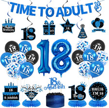 Happy 18Th Birthday Decorations for Boys, 26Pcs Black Blue 18Th Party Supplies picture
