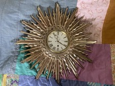 Syroco MCM Vintage Sunburst Starburst Wall Clock 19