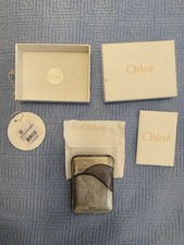 Unique & Authentic Chloe Card Holder -  Scalloped In Silver & Gold Metallic picture