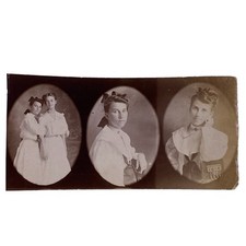 Antique Photograph Strip Cute Teenage Girls Friends Studio PhotoStrip NAMED picture