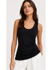 NWT Wolford Black Body Shaping Tank Top M Ruched Sides picture