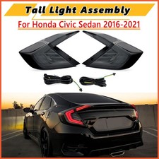 Smoked Tail Lights For 2016-2021 Honda Civic Sedan LED Rear Lamps w/ Sequential picture
