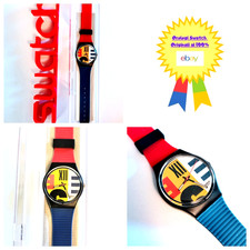 Swatch Gent Nine To Six GB117 1987 New Vintage Wristwatch Years 80 NOS picture