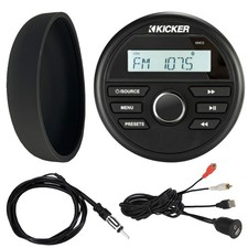 Kicker 46KMC2 All-Weather Receiver, Cover, USB/AUX Adapter, 22