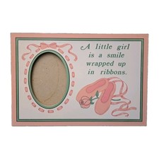 VTG NEW OLD STOCK 1992 ABC BRAND Photo Picture Wooden Frame Pink Girl Ribbons  picture