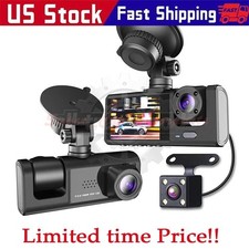 Car Dual Lens Dash Cam HD 1080P Front/Rear/Inside Video Recorder Camera G-Sensor picture