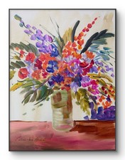 Neal Original 11x14 Impressionist Colorful Floral Bouquet Painting Signed Canvas picture