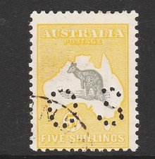 1915 THIRD WATERMARK 5/- YELLOW-GREY 