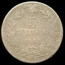 1862 Italy 5 Centesimi 1861–1867 picture