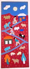 Vtg Arpillera Peru Folk Art Tapestry Quilted Appliqué Cuts, 12
