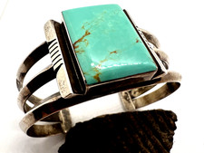 Vintage Modernist Southwestern SQUARE CUT TURQUOISE CUFF 6.75