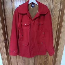 Vintage Woolrich Red Wool Hunting Coat Jacket Mens 40 USA 6 Pocket Insulated picture