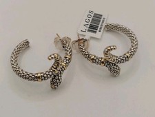 NWT LAGOS Sterling Silver & 18K Gold Rare Wonders Serpent Snake Hoop Earrings  picture